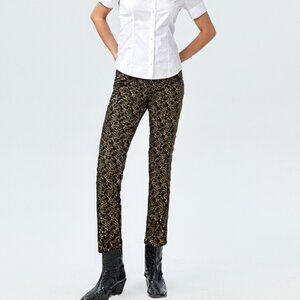 Sezane Animal Print Straight Leg Pants. Size M, US 6, FR 38